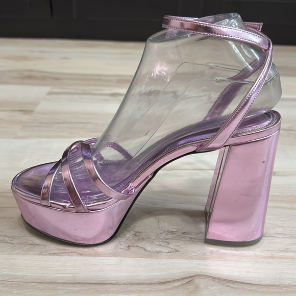 Black Suede Studio Emani Block Heel Platform Sandals Metallic pink/Purple - Picture 7 of 11